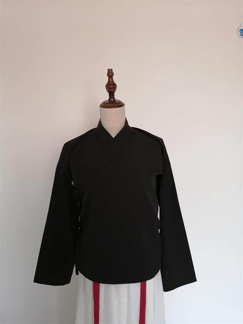 汉服中衣汉元素内搭上襦单件黑色中衣交领打底红色中衣单件汉服女