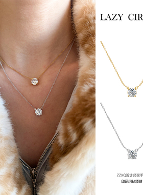 LAZY CIRCLES印记闪钻锁骨链轻奢精致细巧项链女日常通勤百搭配饰