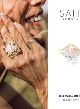 SAHI珐琅小众原创方戒戒指小熊