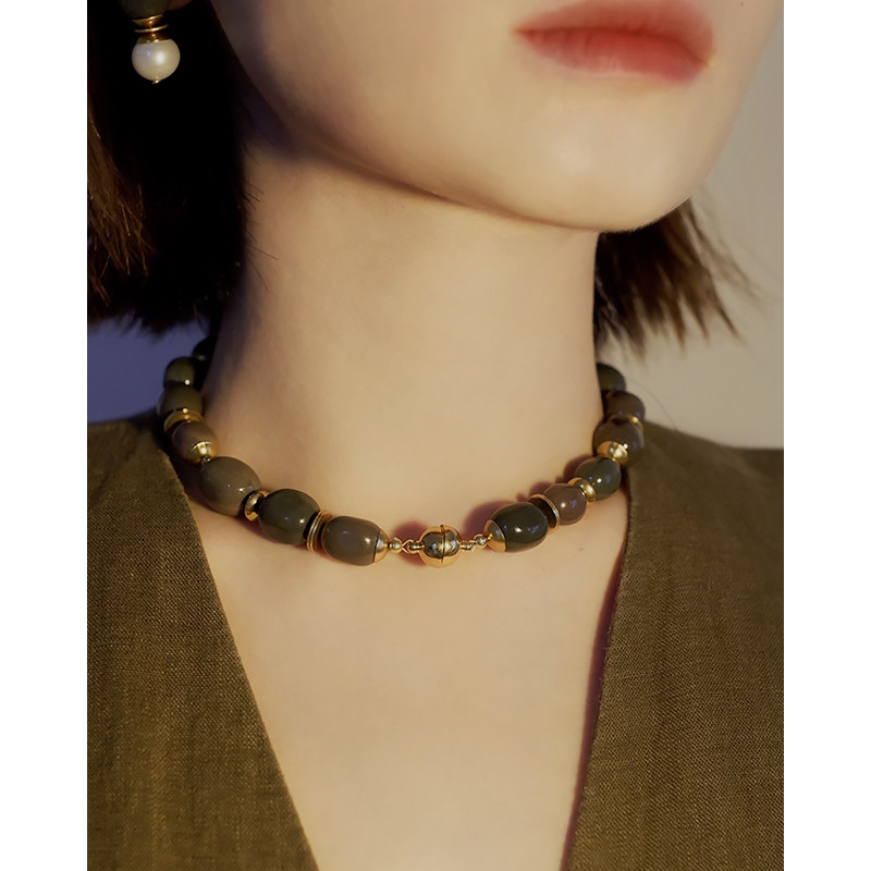 GAGA Studios原创阿拉善玛瑙碟片磁吸项链可加白水晶吊坠多种戴法