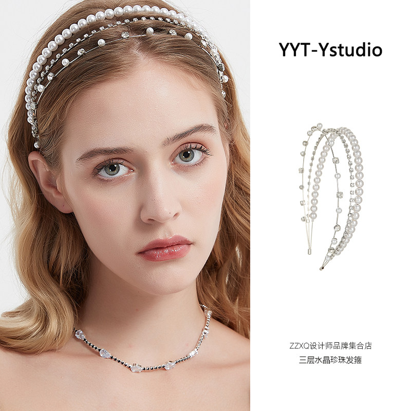 ZZXQ买手店YYT三层水晶珍珠发箍发饰复古高级甜美原创小众公主