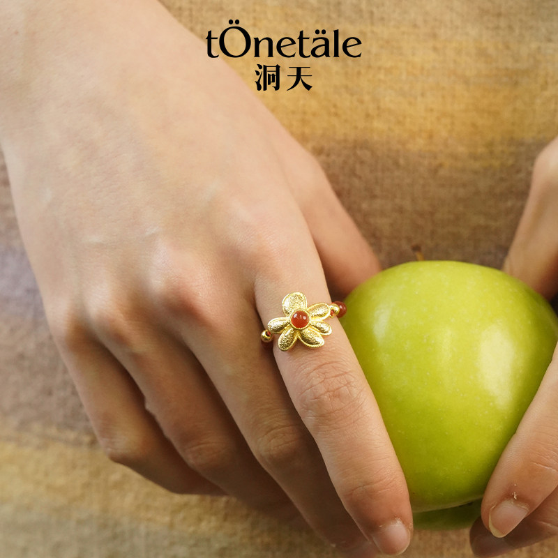 洞天tonetale原创戴发发戒指女简约串珠活口设计感精致百搭饰品图片