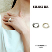 ZZXQ买手店SESAME SEA小众珊瑚戒指原创设计曲线奶白珐琅组合指环