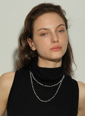 ELEMENTA S925银 天然异形珍珠项链手工打结款双层多戴百搭基础款