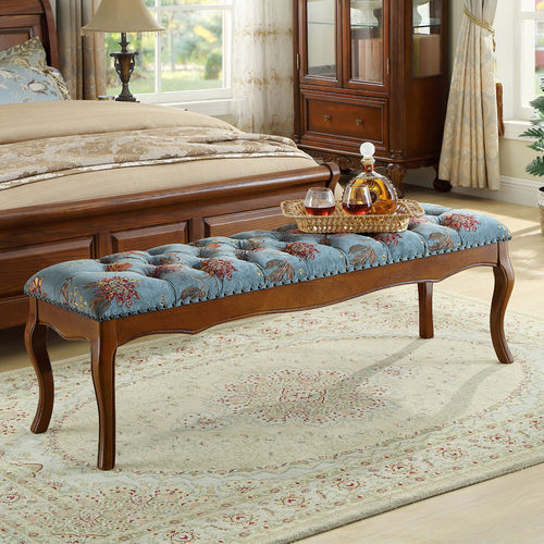 美式实木床尾凳卧室床前