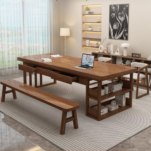 去客厅化实木大长书桌书