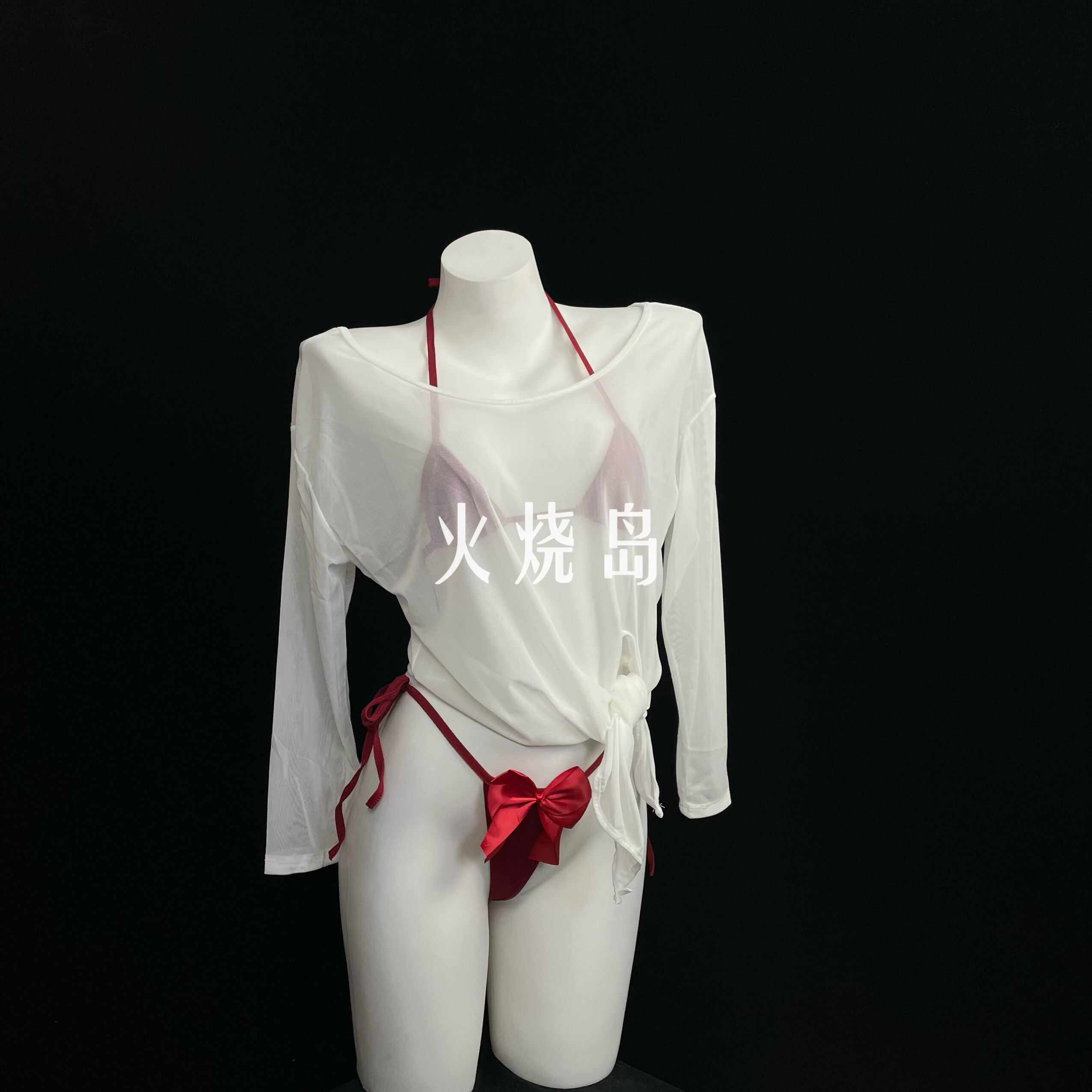 火烧岛 性感内衣纯欲少女比基尼性感三点透明内衣套装