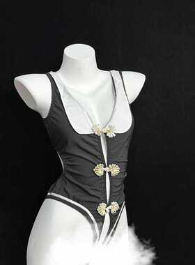 火烧岛 性感内衣纯欲连体小旗袍 可内搭