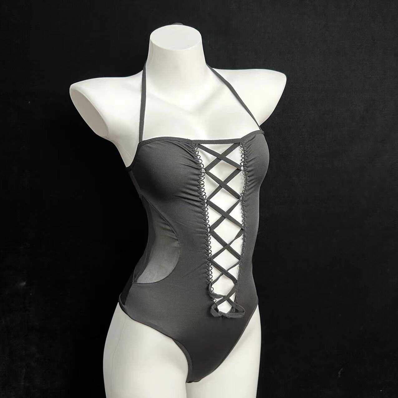 绑带性感连体挂脖内衣火烧岛