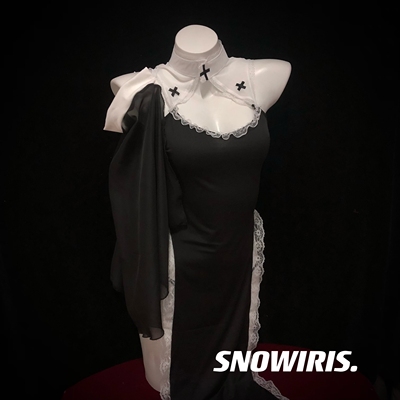 火烧岛 性感万圣节修女服高开叉长裙角色扮演套装