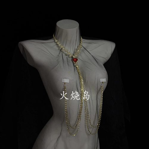 性感纯欲闪钻爱心身体链夹