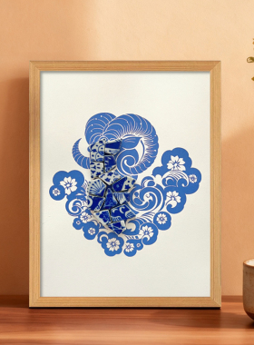 羊年非遗青花瓷手工diy材料包陶瓷拼贴画团建暖场沙龙活动画框