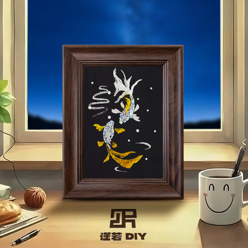 螺钿锦鲤贝壳画手工DIY材料包