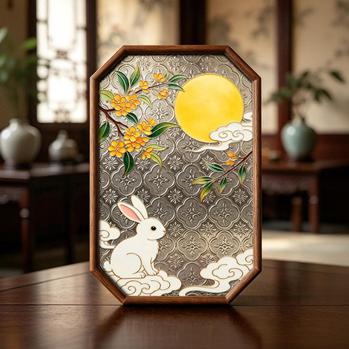 中秋节非遗掐丝珐琅彩画diy手工材料托盘画亲子团建沙龙暖场活动