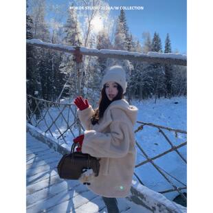 独特绝美厚外套过冬仿真颗粒毛毛外套加厚中长款羊羔毛大衣