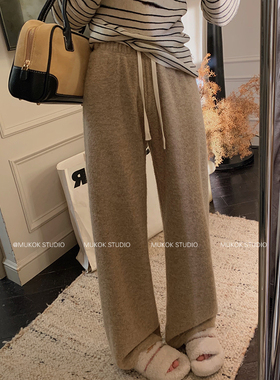 随意穿搭单品~ 垂感高腰休闲拖地裤显高宽松羊毛直筒长裤