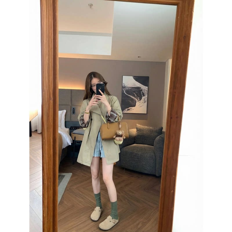 诺丁山下~ 高级经典撞色风衣外套廓形显瘦宽松英伦风大衣