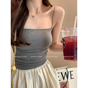 弹力紧身无袖 新款 内搭上衣 舒适抹胸背心女春季 bi入小吊带