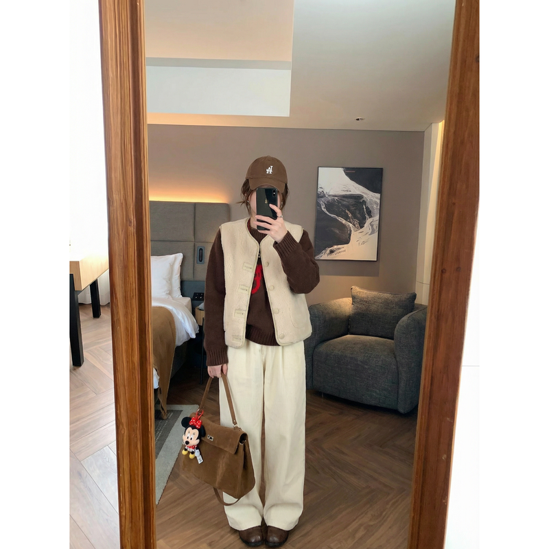 冬日恋岛~ 摇粒绒皮毛一体背心外穿小个子羊羔毛马甲女秋冬