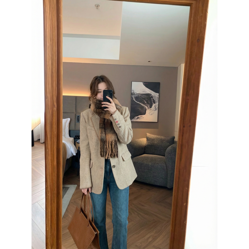 独特绝美厚外套过冬别致西装羽绒服女冬季新款经典气质小个子外套