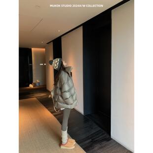 独特绝美厚外套过冬高级感针织拼接高领白鸭绒羽绒服