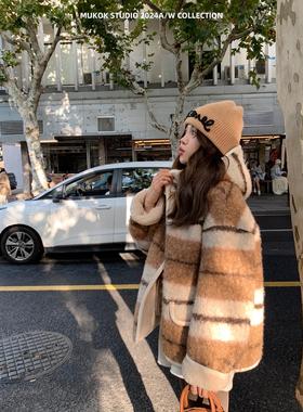 冬日恋岛~羊羔绒外套女2025新款加厚减龄软糯羊羔毛连帽上衣