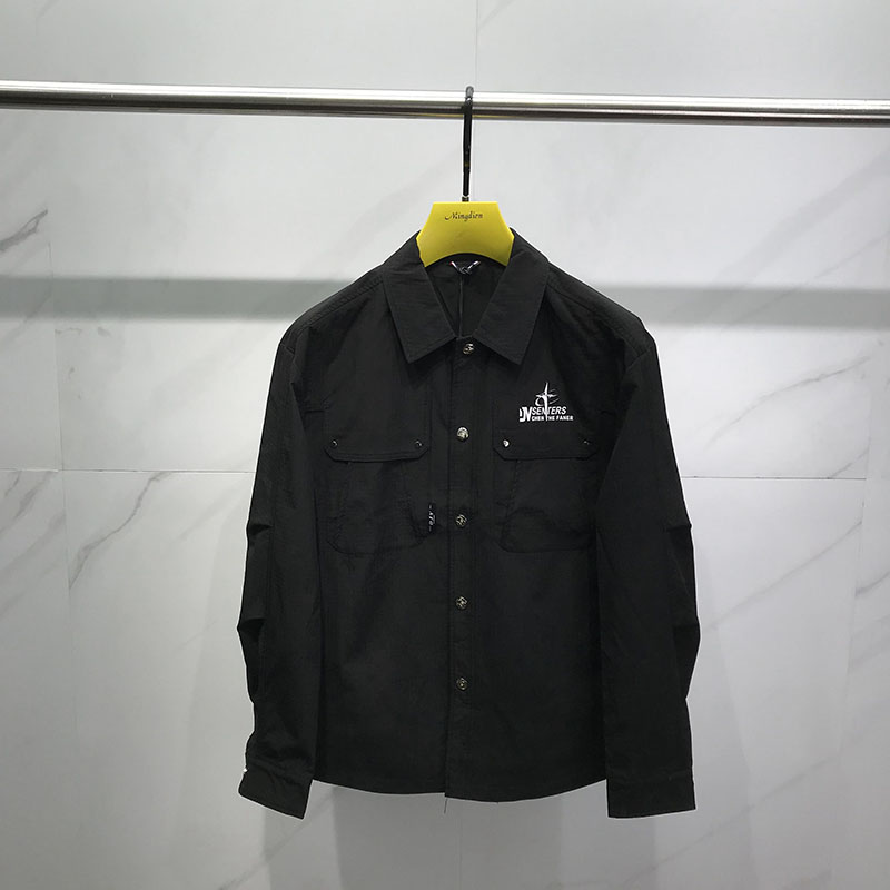 2025春季新款个性字母印花翻领薄款夹克男士休闲百搭青年衬衫外套