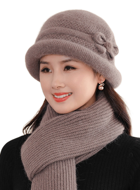 帽子女冬季毛线帽防寒围巾套装
