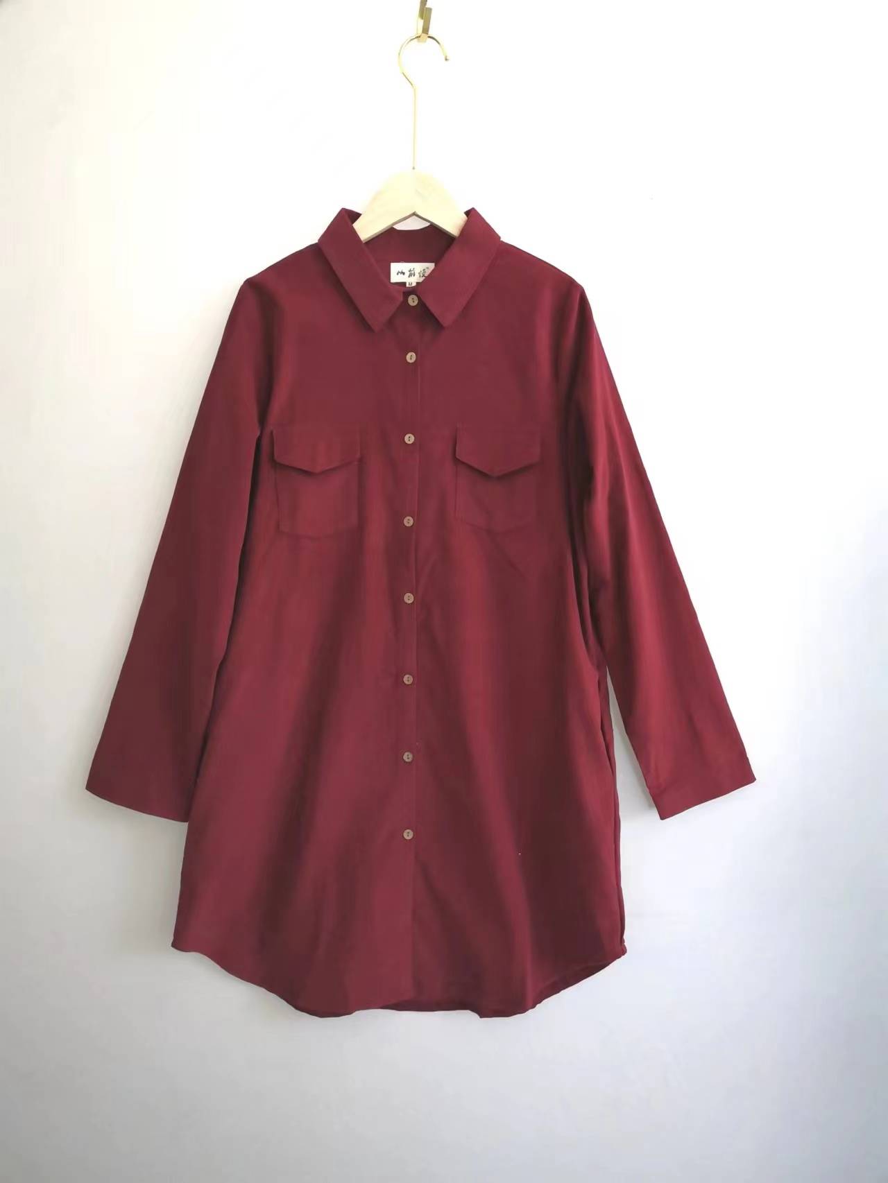 清仓福利灯芯绒大版衬衣女宽松中长款设计感秋冬百搭长袖衬衫裙子