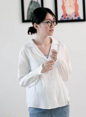复古小清新白衬衫chic上衣港味长袖早春季女2025新款泡泡袖