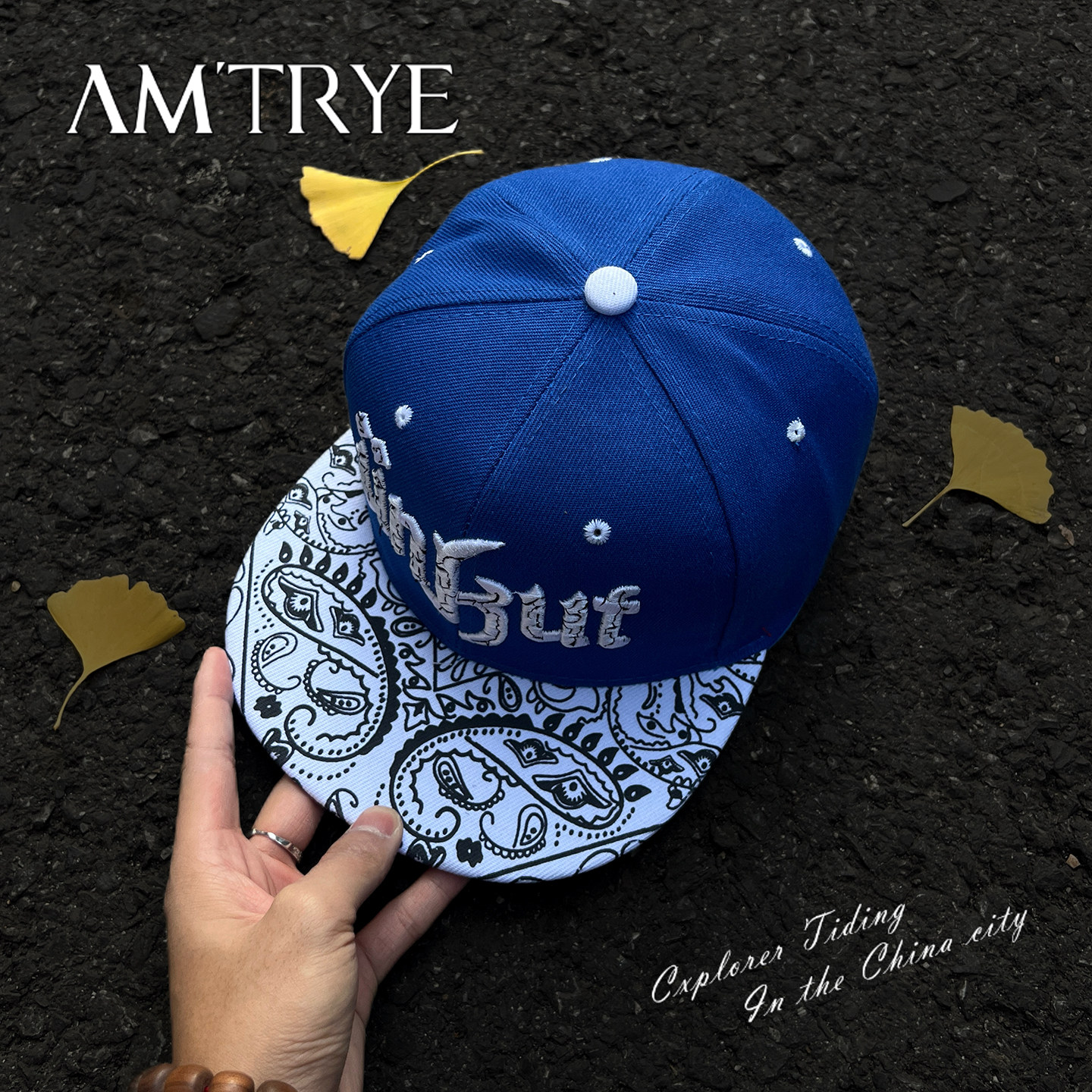 AMTRYE 帽子美式嘻哈平沿帽男潮流街舞鸭舌帽大头加深棒球平檐帽