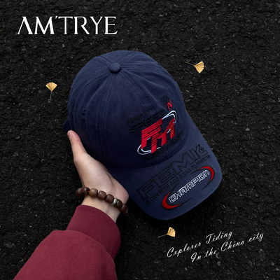 AMTRYE宽檐字母刺绣显脸小鸭舌帽