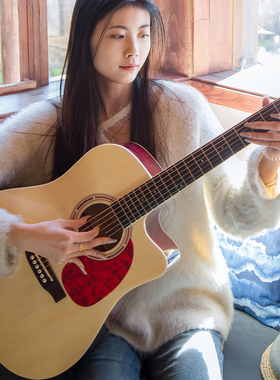 安德鲁民谣吉他男女生初学者入门41寸黑色吉他乐器