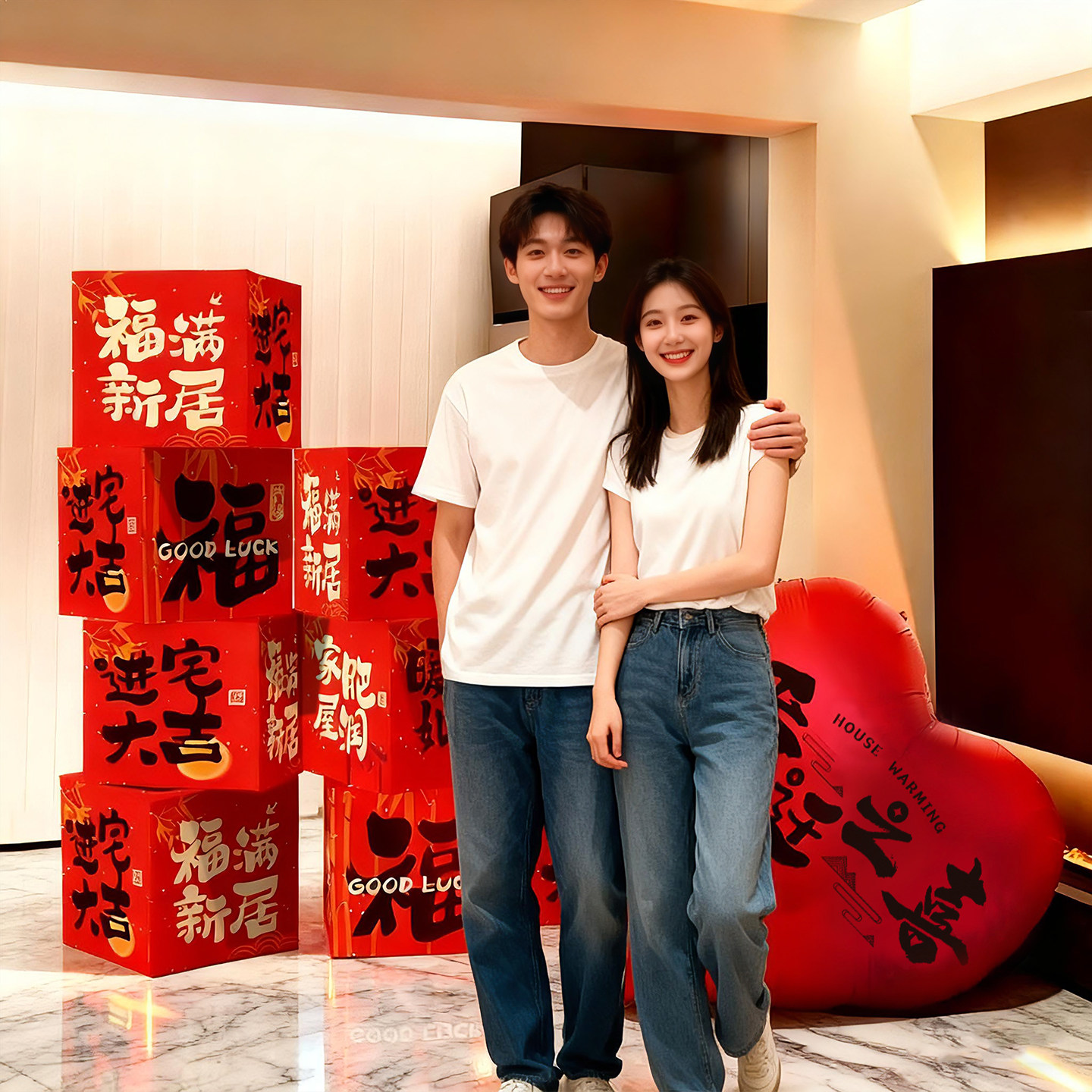 新房乔迁之喜客厅地堆盒子装饰摆件福字搬家入宅仪式气球布置礼物,节庆用品/礼品,节日装扮用品,淘宝优惠券,粉丝福利购,淘宝优惠卷