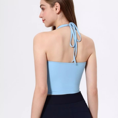挂脖瑜伽服背心女带胸垫