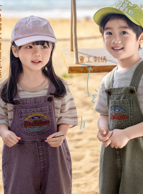 bi8bo复古背带裤耐磨2026夏季新款儿童兄妹裤子休闲韩版宽松36172