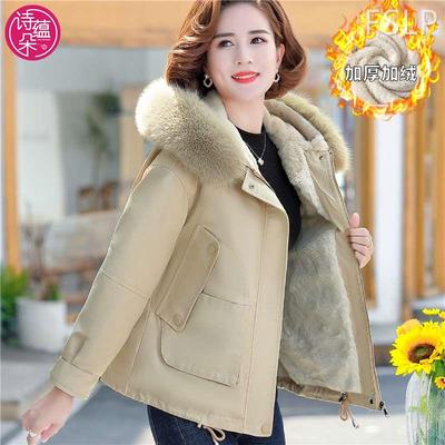 妈妈冬装外套加绒派克服中年女装洋气冬季羽绒棉服中老年棉衣保暖