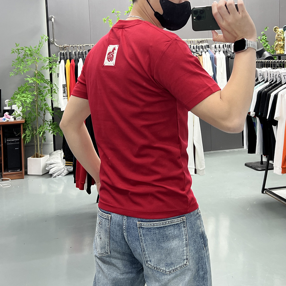 春夏新款红色马年刺绣福短袖T恤男装重磅圆领体恤打底衫内搭上衣,男装,T恤,淘宝优惠券,粉丝福利购,淘宝优惠卷