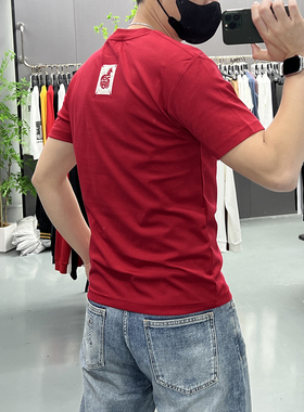 春夏新款红色马年刺绣福短袖T恤男装重磅圆领体恤打底衫内搭上衣