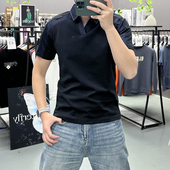 打底衫 夏季 潮 POLO衫 男休闲百搭上衣半袖 新款 高端牛仔拼接翻领短袖