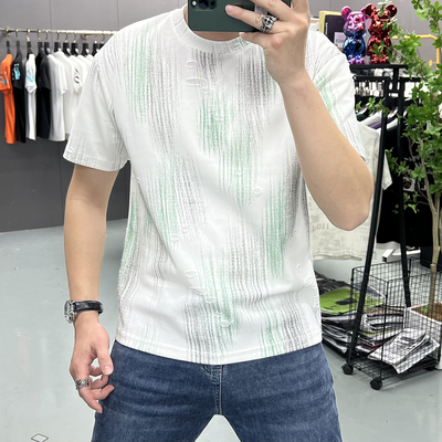 扎染高品质男装短袖T恤衫宽松潮i