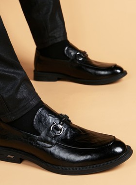 秋季真皮鞋男商务休闲韩版尖头男士豆豆鞋青年潮流内增高百搭男鞋