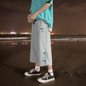 夏季韩版宽松直筒休闲七分短裤潮流运动八分束脚卫裤男9857-p45，男装牛仔裤，电商C305A