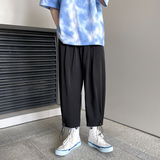 夏季休闲冰丝哈伦束脚九分裤坠感西裤潮流薄款阔腿直筒裤9832-P50，男装西裤，电商C305A