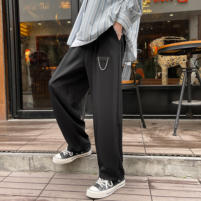 春夏季新款宽松直筒束脚裤子男垂感西装裤阔腿九分裤K9812-P58，男装西服套装，电商C305A