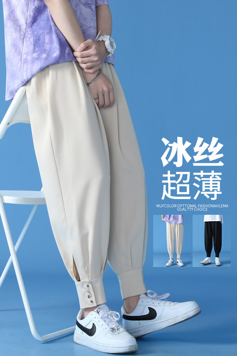 2021新款九分裤男宽松百搭直筒休闲裤男潮流大码运动裤EK9838-P40,男装休闲裤,电商C305A