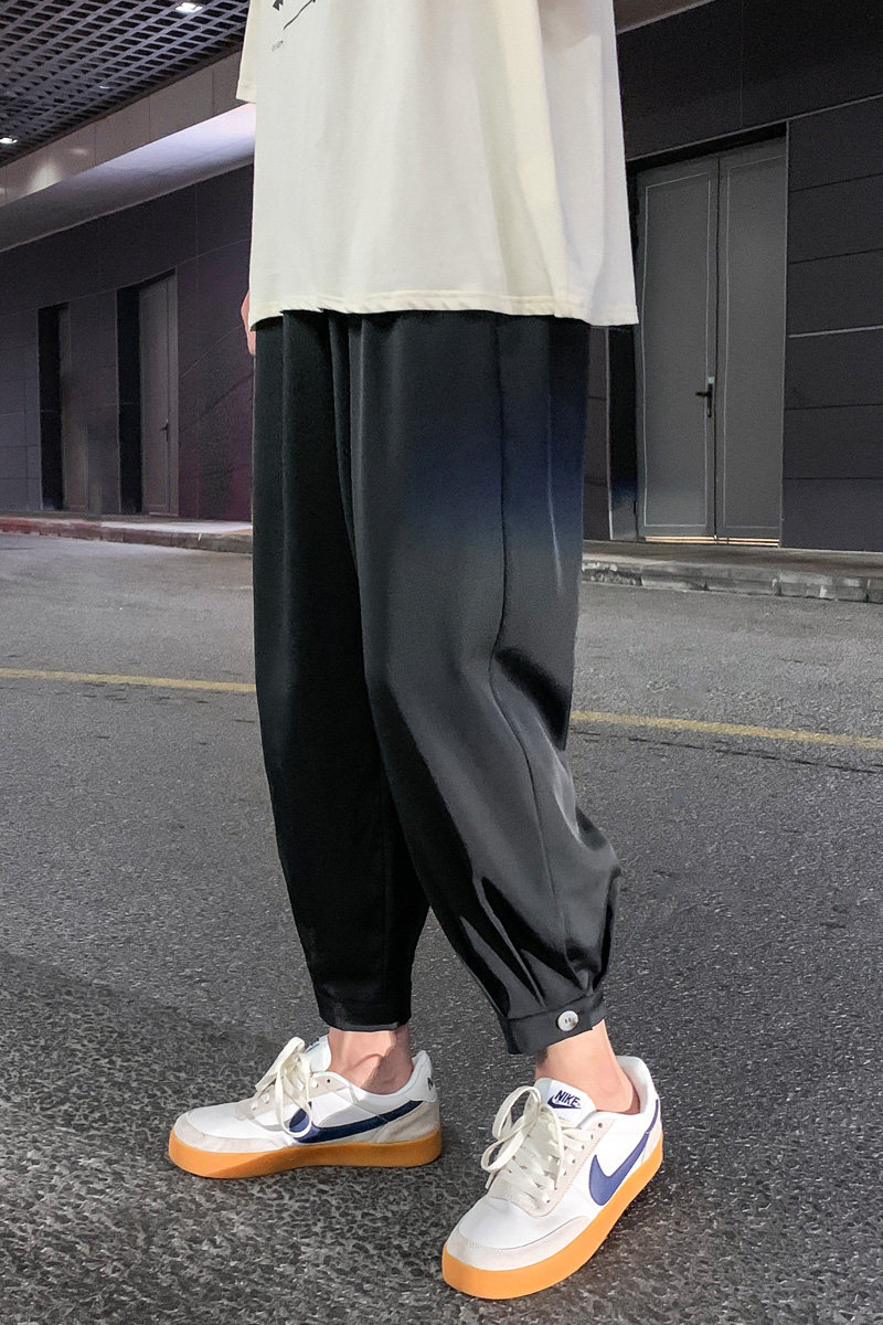 春季新款宽松冰丝休闲裤男大码束脚坠感哈伦九分男裤jK91-特P30,男装休闲裤,电商C305A