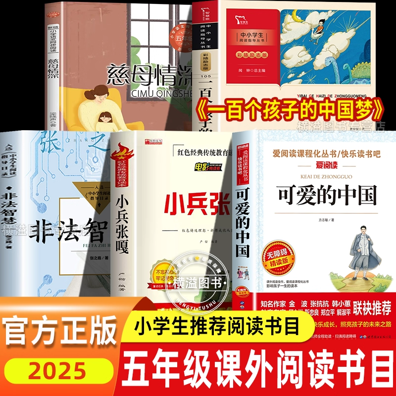 五年级课外阅读25秋正版书一百个中国孩子的梦非法智慧小兵张嘎穿越贺兰山可爱的中国夜空中最亮的星嘎慈母情深心灵的花园