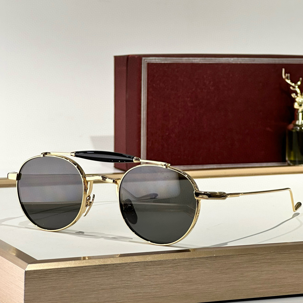 现货JMM DASAN钛合金飞行员太阳镜男女复古小圆框防紫外线墨镜