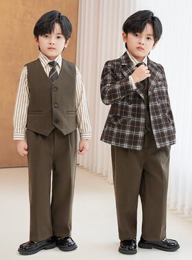 男童元旦演出服80年代怀旧复古港风儿童服装模特走秀小孩西装套装